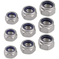 YOFASEN Tuerca de Nailon Hexagonal - M2-M2.5-M3-M4 Alta Dureza Plateado Acero Inoxidable Tuercas de Contratuerca Tuercas…